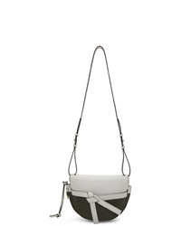 White and Green Leather Crossbody Bag