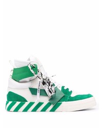 Off-White High Top Vulcanized Leather White Green