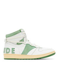 Rhude White And Green Rhecess Hi Sneakers