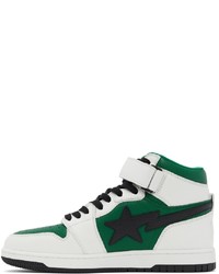 BAPE White Green Block Sta Hi Sneakers