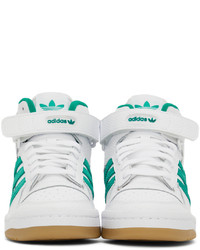 adidas Originals White Green Forum Mid Sneakers