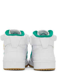 adidas Originals White Green Forum Mid Sneakers