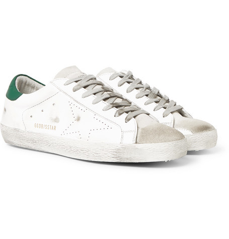 Golden Goose Superstar Distressed Leather And Suede Sneakers, $369 | MR  PORTER | Lookastic