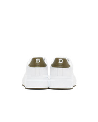 Balmain White And Green B Court Sneakers