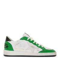 Golden Goose White And Green B Sneakers