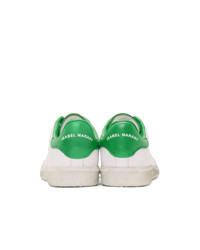 Isabel Marant White And Green Bryce Sneakers