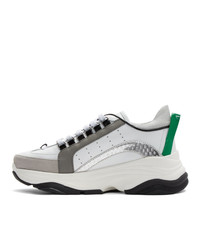 DSQUARED2 White And Green Bumpy 551 Sneakers