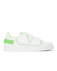 Valentino White And Green Garavani Backnet Vlogo Sneakers