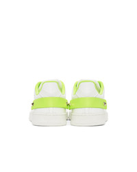 Valentino White And Green Garavani Vlogo Backnet Sneakers