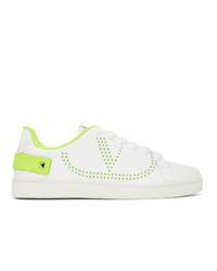 Valentino White And Green Garavani Vlogo Backnet Sneakers