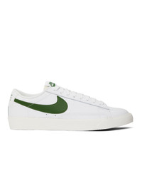 Nike White And Green Leather Blazer Low Sneakers