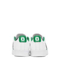 Converse White And Green Leather Pro Og Sneakers