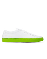 Common Projects White And Green Original Achilles Low Sneakers
