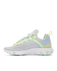 Nike White And Green React Elet 55 Sneakers