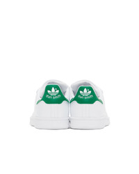 adidas Originals White And Green Velcro Stan Smith Sneakers