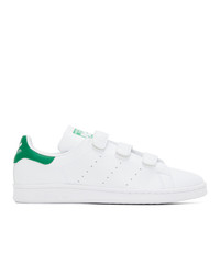 adidas Originals White And Green Velcro Stan Smith Sneakers
