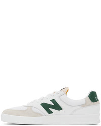 New Balance White Green 300 Court Sneakers