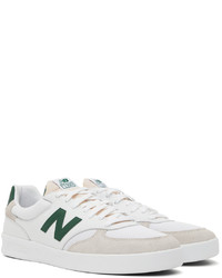 New Balance White Green 300 Court Sneakers