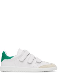 Isabel Marant White Green Leather Beth Low Sneakers