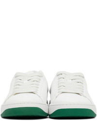 Kenzo White Green Leather Kourt K Logo Sneakers