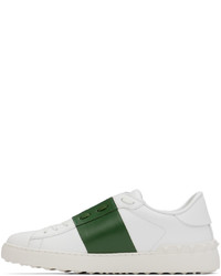 Valentino Garavani White Green Leather Open Sneakers