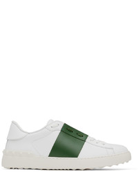 Valentino Garavani White Green Leather Open Sneakers