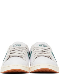 Converse White Green Leather Pro Low Top Sneakers