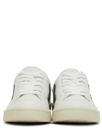 Veja White Green Leather V 12 Sneakers