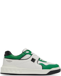 Valentino Garavani White Green One Stud Sneakers