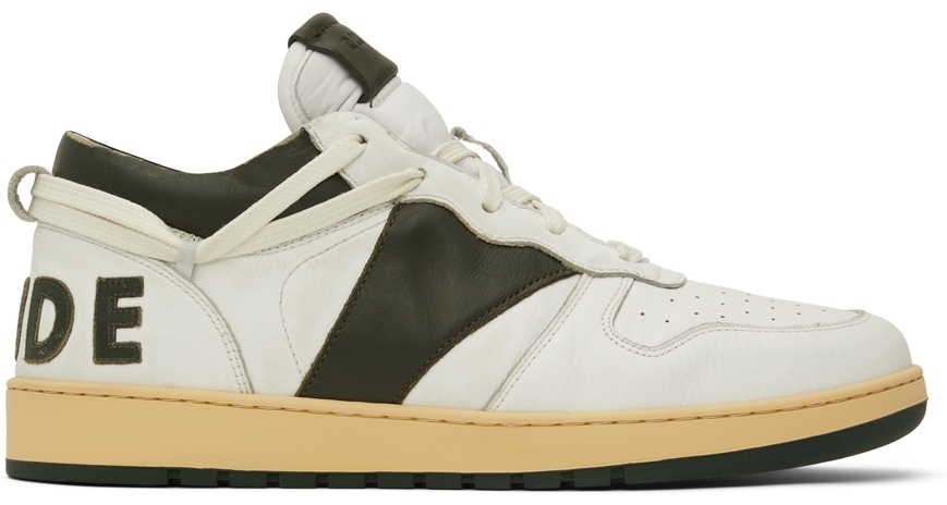 Rhude White Green Rhecess Low Sneakers, $505 | SSENSE | Lookastic