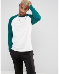 White and Green Long Sleeve T-Shirt