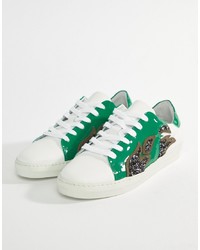 Custom Made Custommade Leather Trainers With Glitter Flame