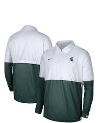 Nike Whitegreen Michigan State Spartans Half Zip Lightweight Coaches Jacket