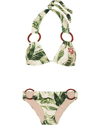 Adriana Degreas Cult Gaia Ring Embellished Printed Halterneck Bikini
