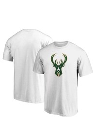 FANATICS Branded White Milwaukee Bucks Primary Team Logo T Shirt