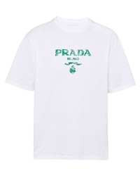 Prada Embroidered Logo Short Sleeve T Shirt