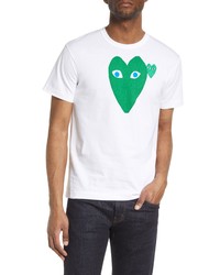 Comme Des Garcons Play Heart Face Graphic Tee In White At Nordstrom