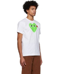 Comme Des Garcons Play White Green Big Heart T Shirt