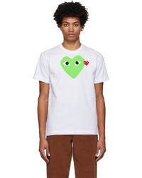 Comme Des Garcons Play White Green Big Heart T Shirt