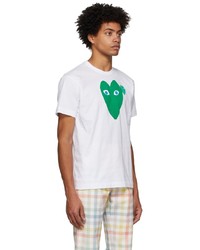 Comme Des Garcons Play White Green Double Long Heart T Shirt