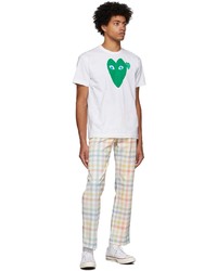 Comme Des Garcons Play White Green Double Long Heart T Shirt
