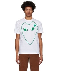 Comme Des Garcons Play White Green Outline Heart T Shirt