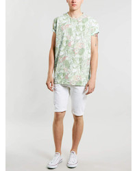 Topman White Tropical Pattern T Shirt