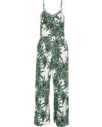 White and Green Print Jumpsuit