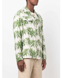 813 Palm Tree Print Linen Shirt