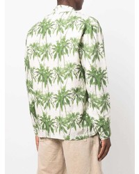 813 Palm Tree Print Linen Shirt