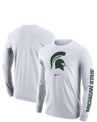 Nike White Michigan State Spartans Team Lockup 2 Hit Long Sleeve T Shirt