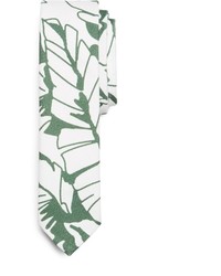 White and Green Print Tie