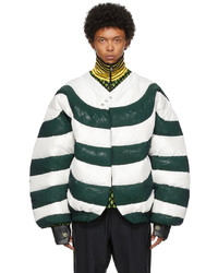 White and Green Puffer Jacket