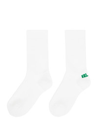 ERL White And Green Logo Socks